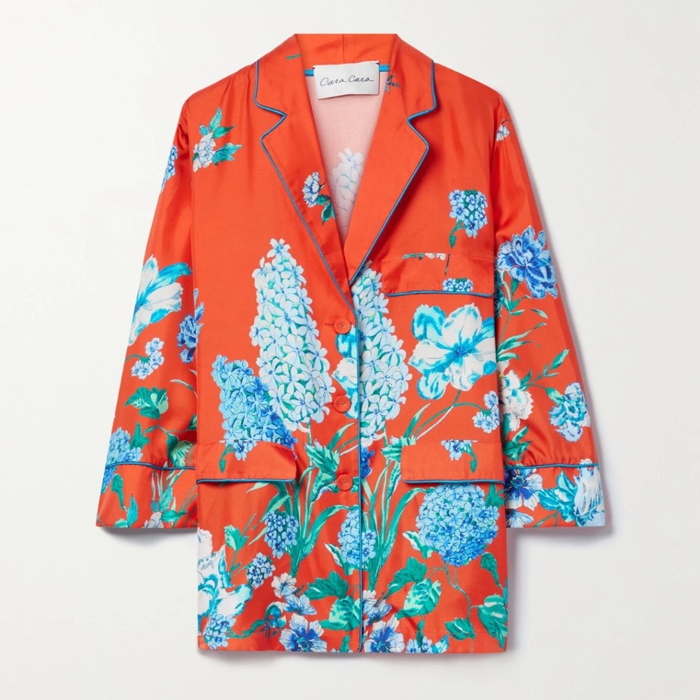 Cara Cara Red Floral Satin Blazer